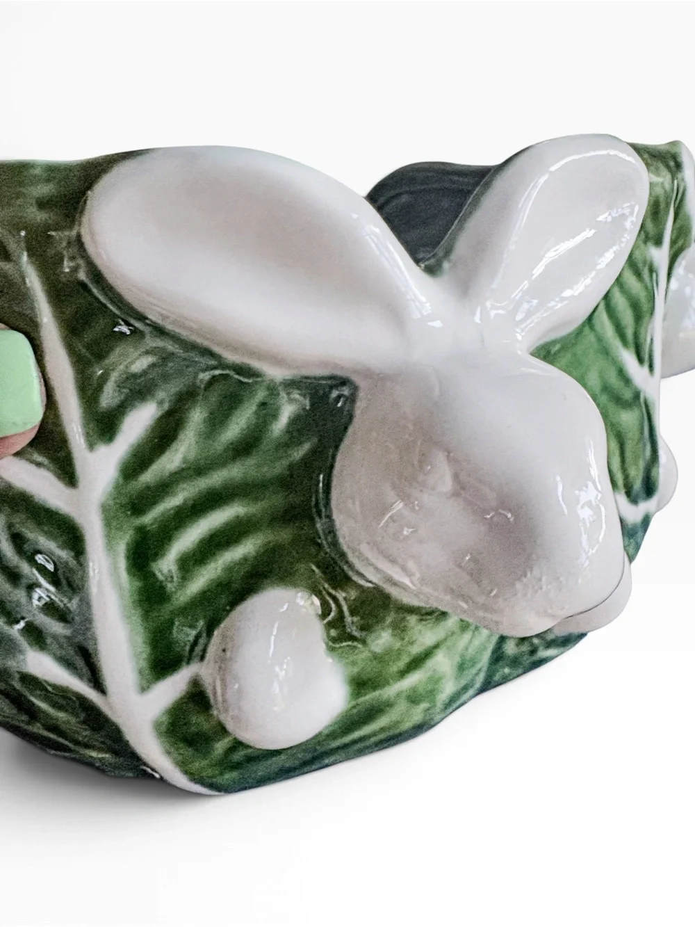 Vintage Maxcera Cabbages Bunny Planter | Green Ceramic Rabbit Cachepot